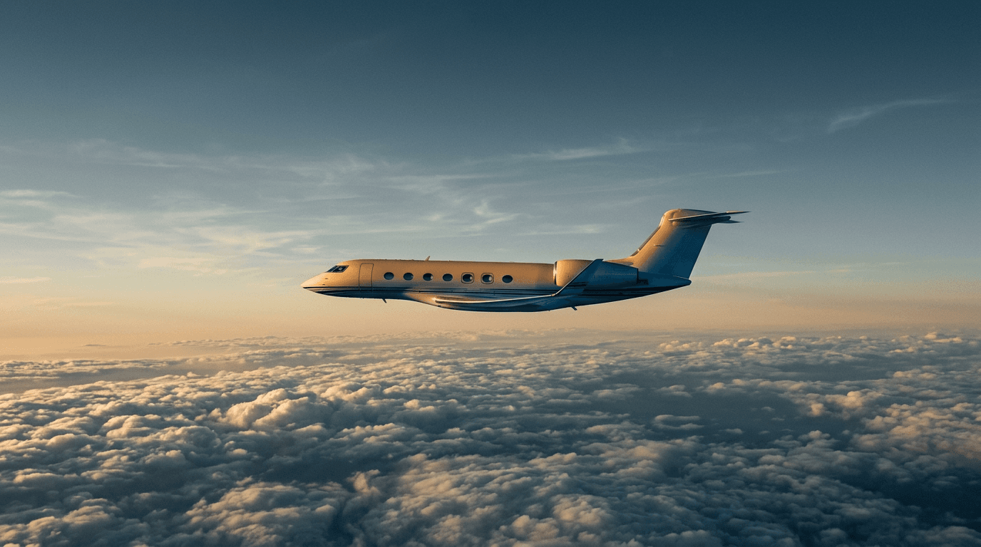 A business jet in flight above cloud.